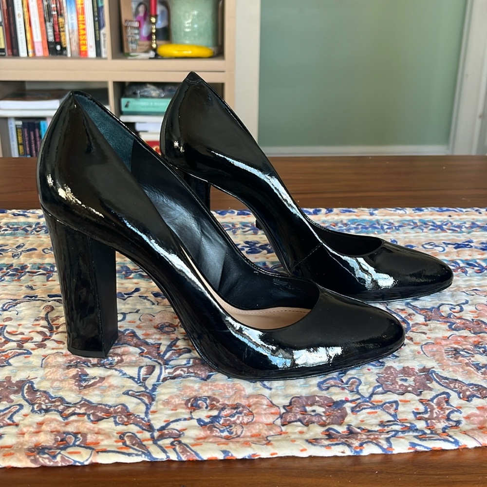 Schutz black patent leather block heel pumps eu size 41